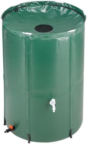100 Gallon Collapsible Rain Barrel, Portable Rainwater Collection System, Rain Catcher Barrel, Water Storage Tank with Two Spigots and Overflow Kit, Rain Water Barrel Collector for Garden, olive green - Image 2
