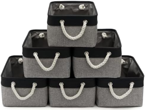 13.8x9.8x6.7 Inch Fabric Small Storage Bins with Handles 6 Pack by VQRTEXAStorageBasket