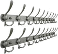 Dseap Coat Rack Wall Mount - 38” Long 10-Tri-Hooks Heavy Duty Coat Hanger Rail Wall Hooks for Hanging Coats Hats Clothing Clothes Purse Mudroom Entryway, Gray, Pack of 2 by Dseap