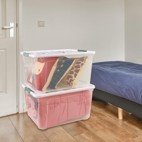 85 Quart Clear Plastic Latching Box with Wheels, 2 Pack - Image 7