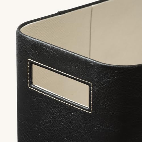 La Jolie Maison Faux Leather Storage Baskets for Organizing, Black 2 Pack - Image 6
