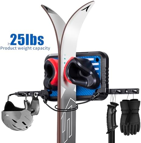 Ski Rack Wall Mount Ski & Snowboard Skateboard Wall Mount Fits Any Board holder Up to 25lbs Vertical Ski Storage Rack for Home & Garage Space-Saving Winter Gear Organizer 2Pack - Image 4