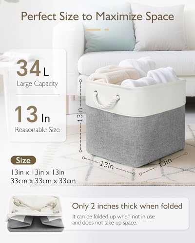 Patvingot 13-Inch Fabric Cube Storage Bins with Handles,4 Pack,Foldable - Image 2