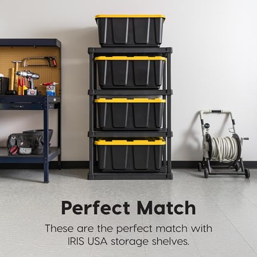 IRIS USA 2-Pack 27 Gal Heavy Duty Storage Tote Bins with Lids, Black/Yellow - Image 4