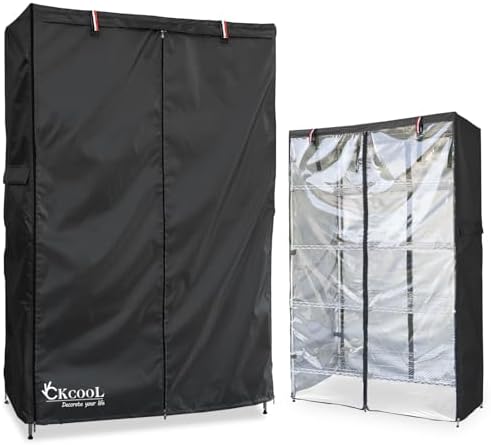 okcool Waterproof Shelf Cover,600D Heavy Duty Wire Shelving Unit Cover,Shelf Display Rack Protector Cover with Zipper,One Side See Through Panel.(Black,Fits 48" Wx18 Dx72 H Shelves) by Okcool