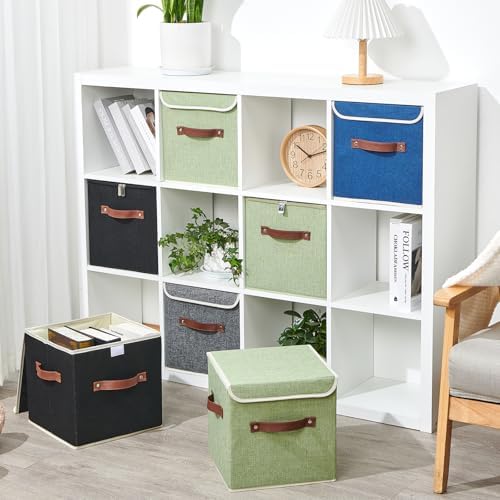 4PCS Storage Cubes with Lids Cotton Linen Fabric Bins Boxes - Image 4