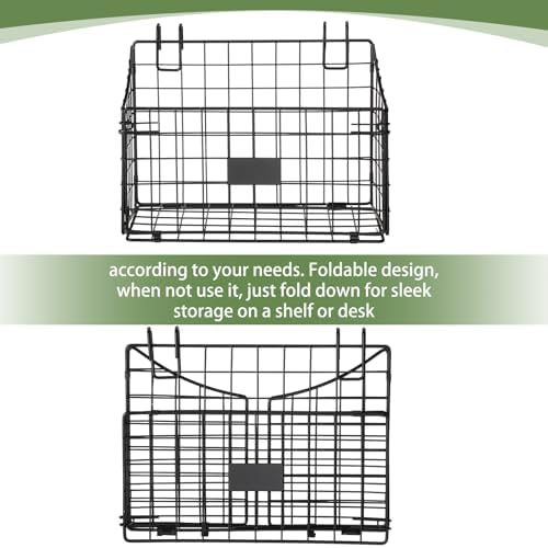 Blulu 4 Pcs Grid Wall Baskets, Wire with Hooks for Hanging, 11 x 8 x 6 Inch - Image 6