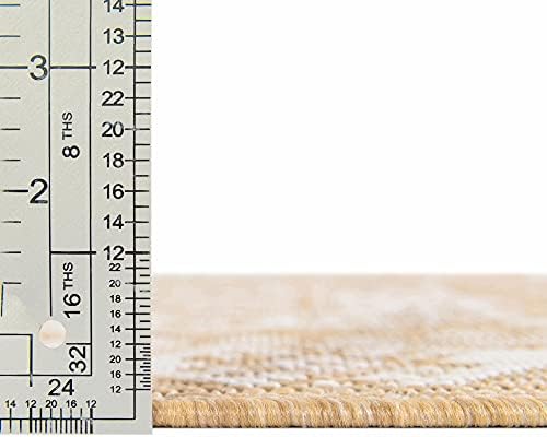 Rugs.com Outdoor Aztec Collection Rug – 6' x 9' Natural Flatweave Rug Perfect for Living Rooms, Large Dining Rooms, Open Floorplans - Image 2