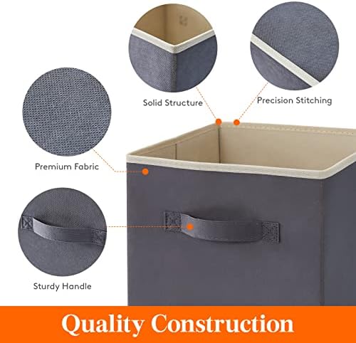 Lifewit Storage Cubes, Foldable Decorative Fabric Storage Baskets for Organizing Home Organizers with Handles for Shelves, Closet, 11 Inch Bins, 18L Gray, 12 Packs - Image 2