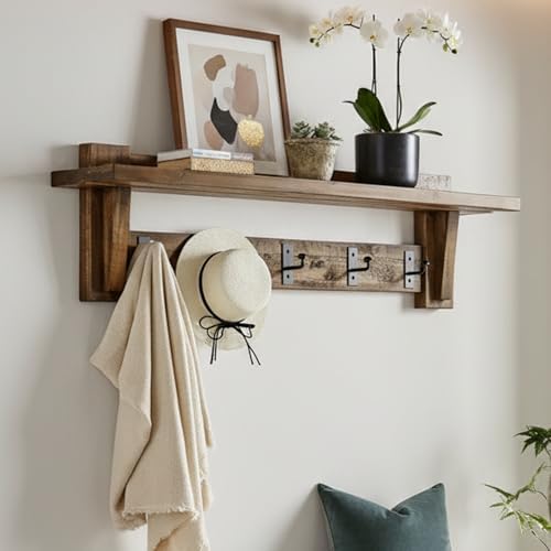 Alaterre Furniture Durango Rustic Wall Mounted Coat Rack, Natural, 60 Inch - Image 2