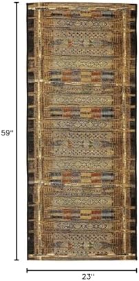 Liora Manne Marina Low Profile Durable Indoor/Outdoor Woven Rug- Tribal Stripe Gold 1'11" x 4'11" - Image 3