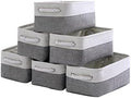 TheWarmHome Small Storage Baskets for Organizing,Storage Baskets for Shelves,Small Fabric Storage Bins W/Handles For Closet Nursery Toy Decorative Foldable (White&Grey, 11.8L*7.9W*5.2H-6 Pack) by TheWarmHome