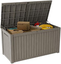 180 Gallon Deck Boxes Outdoor Waterproof, Outdoor Storage Box with Lockable Lid & UV-Resistant for Patio Furniture, Outdoor Cushions, Garden Tools and Pool Supplies, Light Brown by GraceYourYard