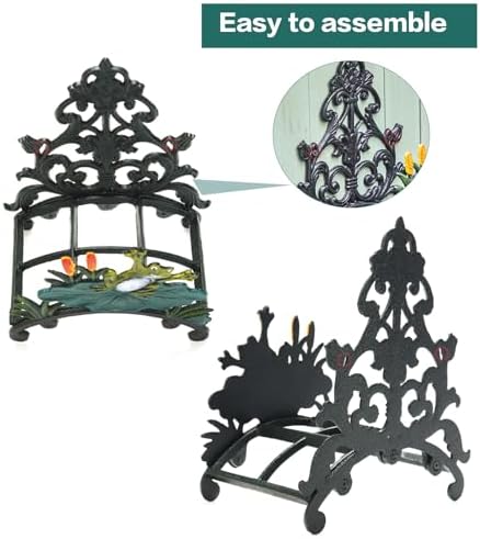 Sungmor Cast Iron Wall Mounted Garden Hose Holder - Hand-Painted Frog Rack - Image 3