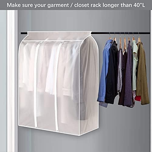 2 Pcs 50'' Garment Rack Cover, Dustproof Waterproof Garment Bags for Hanging Clothes Clothing Storage Bag with Zipper for Closet Storage, Hanging Shirts, Coats, Dresses, Suits, Seal Closets - Image 6