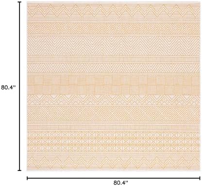 SAFAVIEH Washable Rug Outdoor Courtyard Collection - 6'7" Square, Beige & Gold, Non-Shedding & Easy Cleaning, Ideal for Patio, Backyard, Mudroom (CY8196-56012) - Image 6