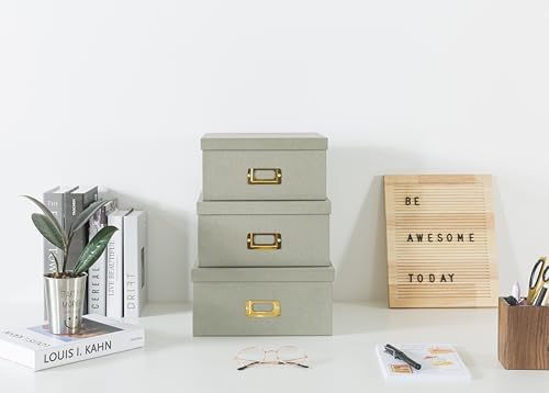 Soul & Lane - Gray Decorative Photo Storage Boxes with Lids, Set of 3 - Image 2
