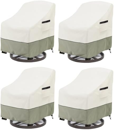 Patio Swivel Chair Cover 4 Pack,Waterproof Heavy Duty Outdoor Chair Covers,Outdoor Swivel Chair Cover for Patio Furniture Covers(35 W x 37 D x 36 H inches),Beige by LSongSKY
