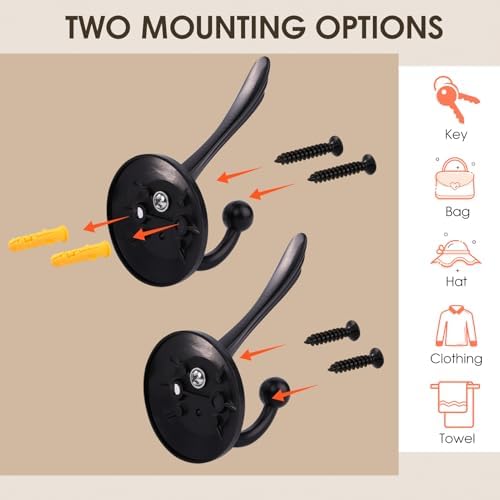 BOZWELL 6 Pack Brushed Gold Towel Hook Heavy Duty Wall Hooks Hanger Coat Hook Robe Hook Bathroom Wall for Livingroom Bedroom Kitchen Closet YG02LSJ - Image 4