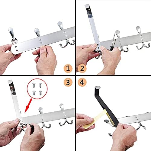 LYLIN Over The Door Hook, TEKI 5 Tri Hooks for 1.6” Thick Door, Over The Door Hook Hanger, Heavy Duty Over Door Rack for Hanging Coats Clothes Hats Robes Towels (Silver, 1.6”) - Image 7