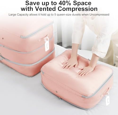 DIMJ Comforter Storage Bag - 110L Ultra Space Saving Self Compression Organize 6 Pack for Duvet, Pillow, Bedding, Blanket Storage Organizer Nylon Compression Bags - Image 3