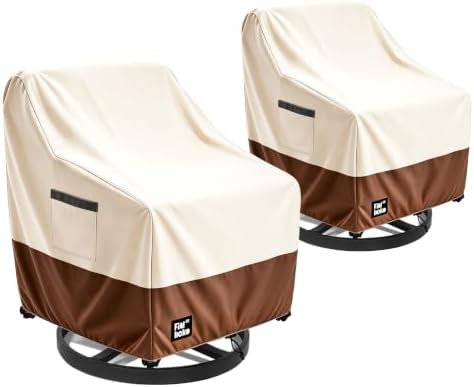 Patio Chair Covers 2 Pack,35Wx37Dx38H inches Outdoor Chair Covers,100% Waterproof Heavy Duty Outdoor Furniture Covers Waterproof,Beige&Brown Modern Style Patio Furniture Cover by FinibokoFurnitureCovers