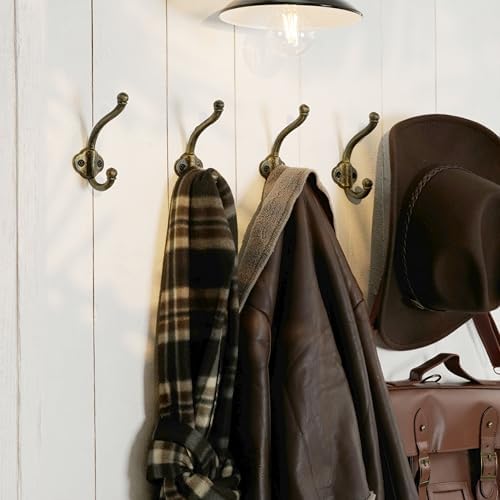 WEBI Rustic Coat Hooks Wall Mount,10 Cast Iron Wall Hooks for Hanging Heavy Duty Antique Backpack Hooks Vintage Decorative Wall Hooks for Farmhouse,Closet,Mudroom,Robe,Coats,Clothes,Gold/Black - Image 6