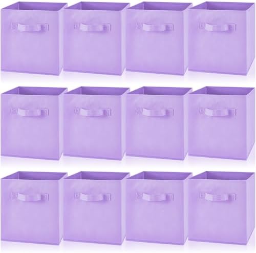 Yinder 12 Pcs Cube Storage Bin Light Purple 10.5''x10.5''x11'' Storage Bin by Yinder