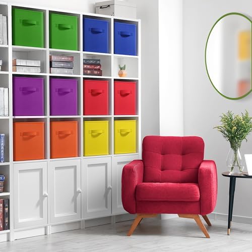 Sorbus Foldable Fabric Storage Cubes, 12 Pack (11 Inch, Deep Rainbow) - Image 2