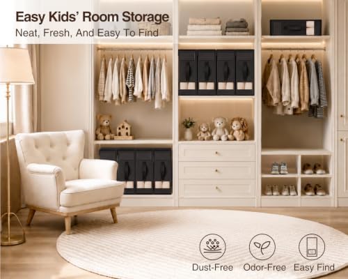 DIMJ Bed Sheet Organizers and Storage 8 Pack - Foldable Sheet Holder, Linen Closet Organizer Box for Sheets Set, Bedding, Blankets, Towel (King & Queen Size) - Image 6