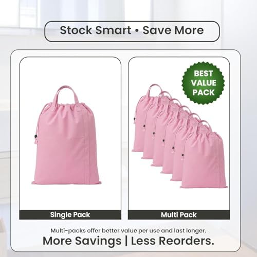 LFH Home Large Premium Cotton Rich Canvas Laundry Bag with Drawstring and Handles Heavy Duty, Multi-Use, Washable for Home, Travel, College or Storage 20x30 (Pack of 4)-Pink - Image 4