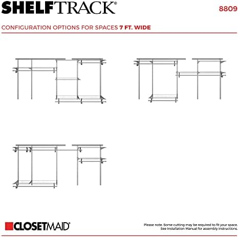 ClosetMaid ShelfTrack Wire Closet Organizer System, Adjustable from 5 to 8 Ft., With Shelves, Clothes Rods, Hardware, Durable Steel, Satin Chrome - Image 6