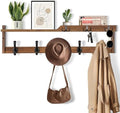 29'' Coat Rack Wall Mount with Shelf, Coat Hanger Wall Mount with Key Hooks and Mail Holder, Wood Entryway Floating Shelf with Hooks and Storage, Hat Rack for Wall Key Holder Mail Organizer by dreampossible