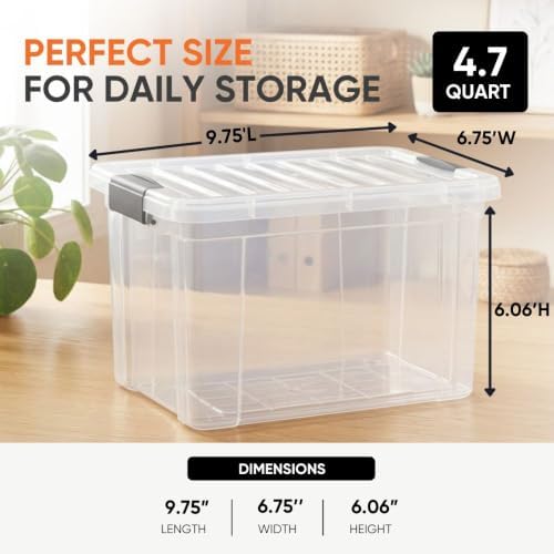 Superio 4.75 Quart Clear Plastic Storage Boxes with Lids, Stackable Organizer Containers, BPA-Free Storage Bins for Home, Office, School & Dorm, 3 Pack - Image 3