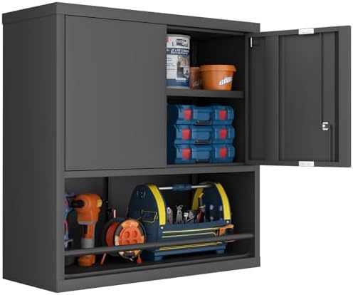 GREATMEET Locking Metal Garage Wall Cabinet with Doors and Shelf - Image 4