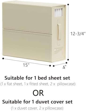 SheetCube Bed Sheet Organizers and Storage 8 Pack, Foldable Linen Closet Organizer with Window and Label, Bedding Folder Storage Box Container for Blanket, Duvet Cover Set, Bed Sheet Set - Beige - Image 5