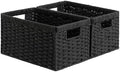 StorageWorks Wicker Storage Baskets for Organizing, Black Baskets, 2-Pack by StorageWorks
