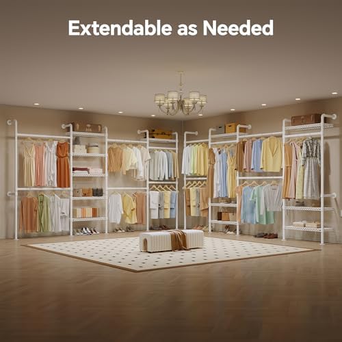 Higeego W4 Wall Mounted Clothes Rack, Industrial Pipe Clothing Rack, White - Image 3