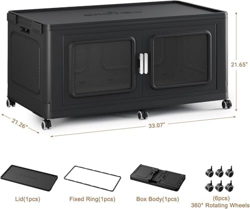 BROVIEW 220 Qt Extra Large Stackable Storage Bin with Lid, 1 Pack Black - Image 2
