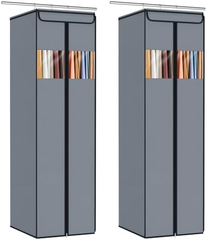 Zilink Extra Long Garment Bags for Gowns 65" Gown Bags for Long Dress with Clear Window Space Saving Formal Dress Bag for Long Dresses, Winter Coat, Trousers, Fur, Grey, 2-Pack by Zilink