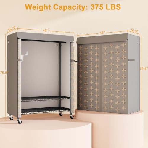 ULIFHOME P6C Plus Rolling Clothes Rack with Cover, Covered Clothing Rack - Image 5
