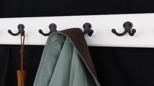 White Coat Rack with Aged Bronze Double Style Hooks (41" x 3.5" with 8 hooks) - Image 3