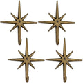 4 Pack Cast Iron Atomic Starburst Wall Hooks, Gold Mid Century Modern Coat and Towel Hooks for Entryway, Bathroom, Kitchen, Bedroom, Decorative Vintage Style Star Hooks by Nyuemystery