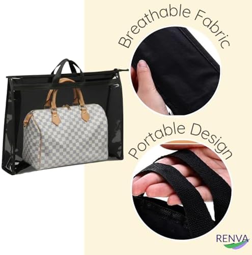 RENVA 4 PCS Foldable Hanging Handbag Organizer for Women | Transparent Purse Cover Storage Organizer for Wardrobe, Closet with Zipper Closure (Black, Purse Bag 4 Pcs) - Image 4
