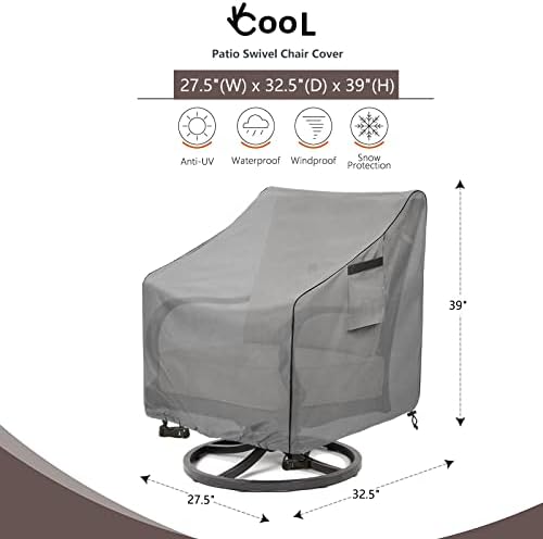 Okcool Patio Chair Covers,Heavy Duty 600D Outdoor Furniture Covers Fits up to 27.5"W x 32.5"D x 39"H inches -2 Pack,Grey - Image 2