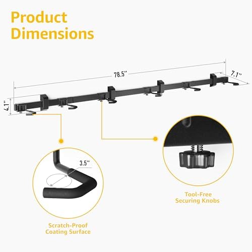 monTEK Enhanced Garage Bike Rack, Adjustable 6 Bike Hangers for Garage - Image 5