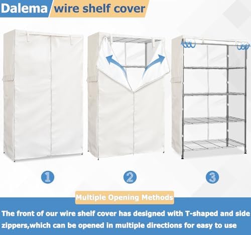 Wire Rack Covers,Heavy Duty 600D Dustproof Waterproof Storage Rack Covers for Metal Shelves,Storage Shelf Cover with Zipper for Wire Shlef,36''W x 14''D x 71''H,Beige with Clear Front - Image 5