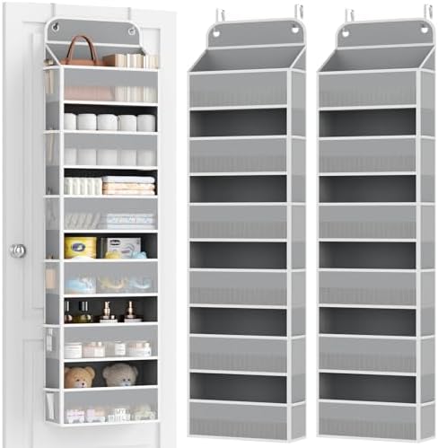 Yecaye 2 Pack Over The Door Organizer, 6-Tier Closet Door Hanging Organizer with 12 Mesh Pockets, Bathroom Organizers and Storage, Ultra Sturdy Large Capacity Over Door Storage Newborn Baby Essentials by Yecaye