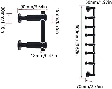 Vertical Coat Rack Wall Mounted, 6 Hooks Wall Mount Coat Hooks Coat Rack for Entryway Bedroom Coats Scarfs Bag Hat Umbrella Space Saving (Gold) (Black) - Image 6
