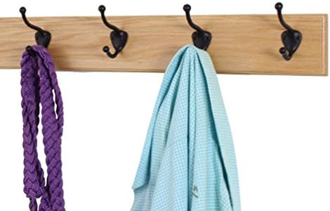 Oak Coat Rack with Oil Rubbed Bronze Hat & Coat Style Hooks (Natural, 36" x 3.5 with 7 Hooks) - Image 4